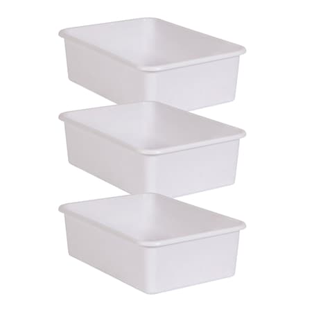Teacher Created Resources Storage Bin, Plastic, White, 3 PK 20417